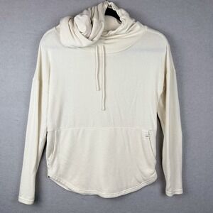 Prana Frieda Cowl Neck Ivory Cream Pullover Lightweight Sweatshirt Sz M? Pocket